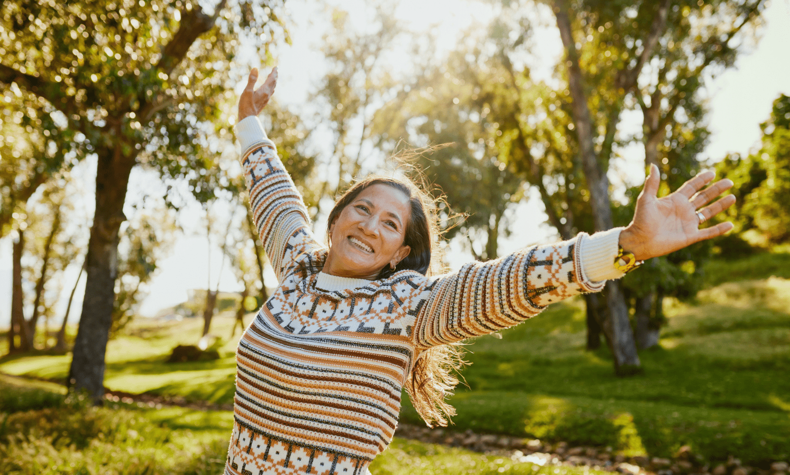 Woman happy celebrating small wins in her mental health